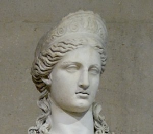 Detail from restored statue of Juno. 2nd century. Photo by Marie-Lan Nguyen.