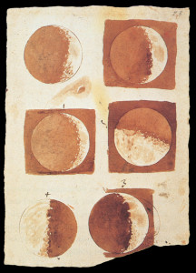 Galileo's sketch of moon phases.