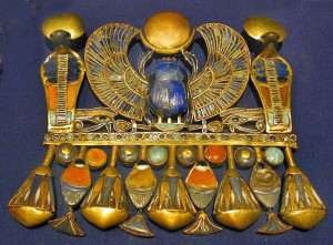 This scarab pectoral is from Tutankhamun's tomb. Photo by Jean-Pierre Dalbera.